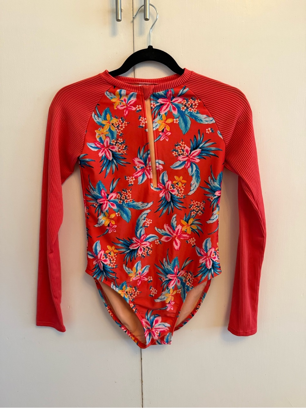 art class Red Floral Long-Sleeve One-Piece Rashguard